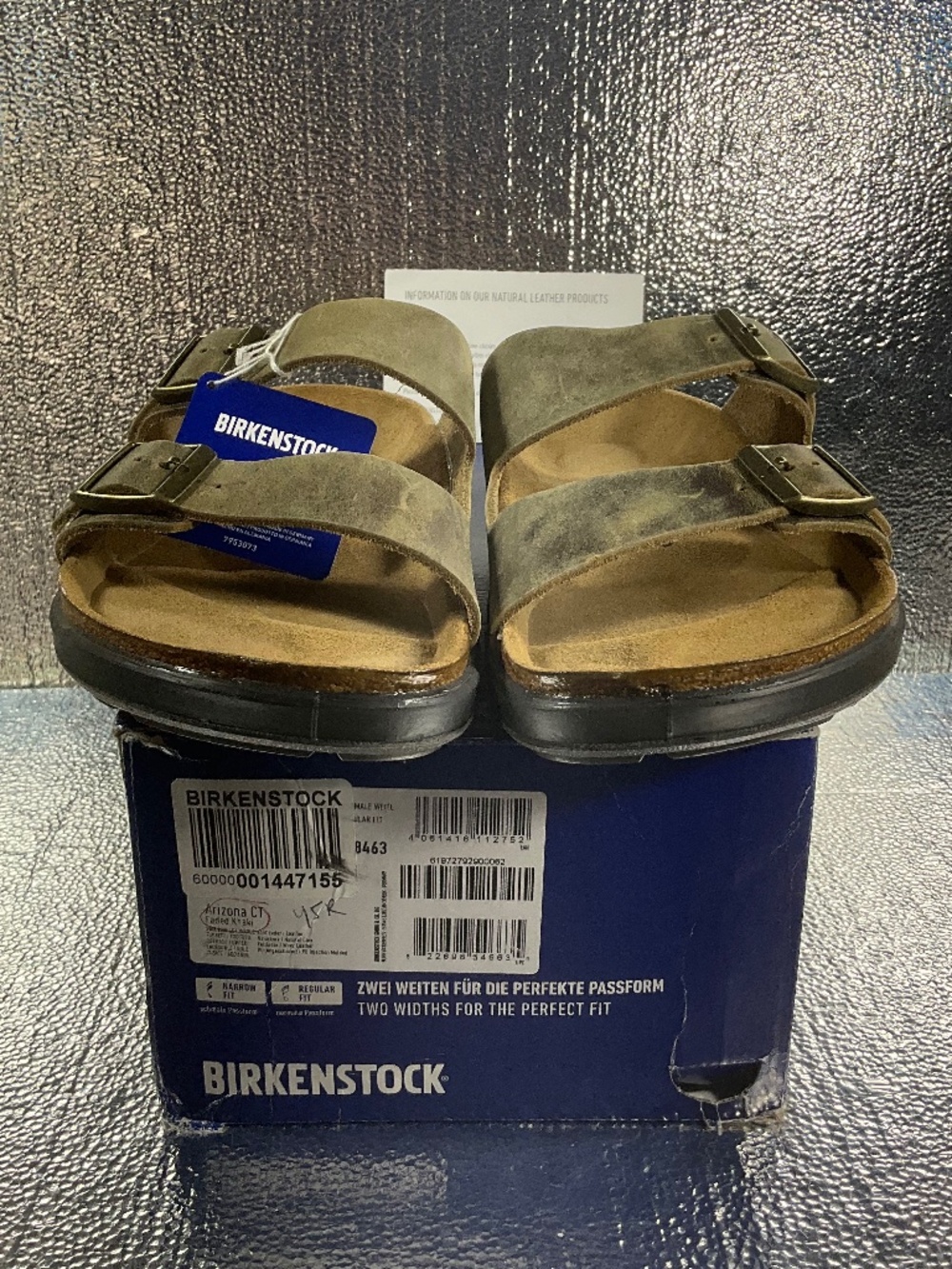 Birkenstock Arizona Crosstown Men Oiled Khaki Leather Rugged PU Sole Size 45 R